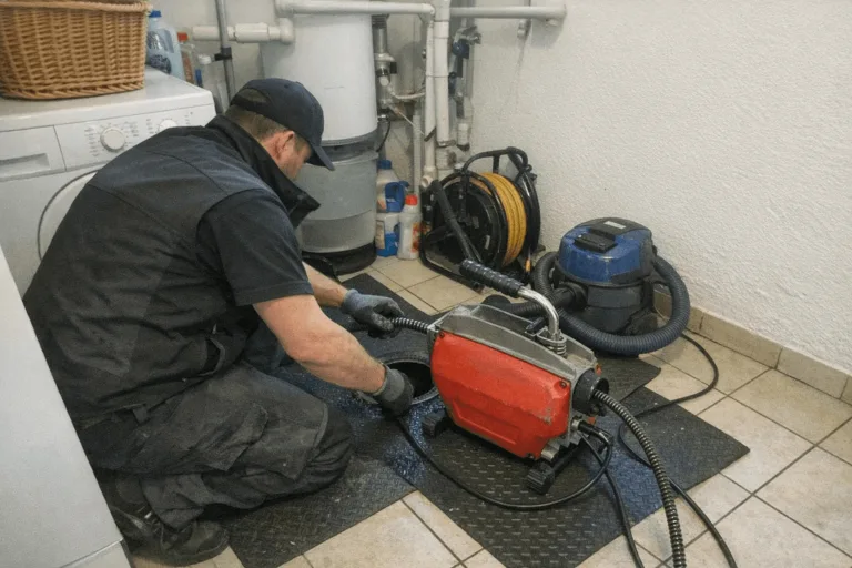 Moser Rohrreinigung Techniker beim Einsatz vor Ort
